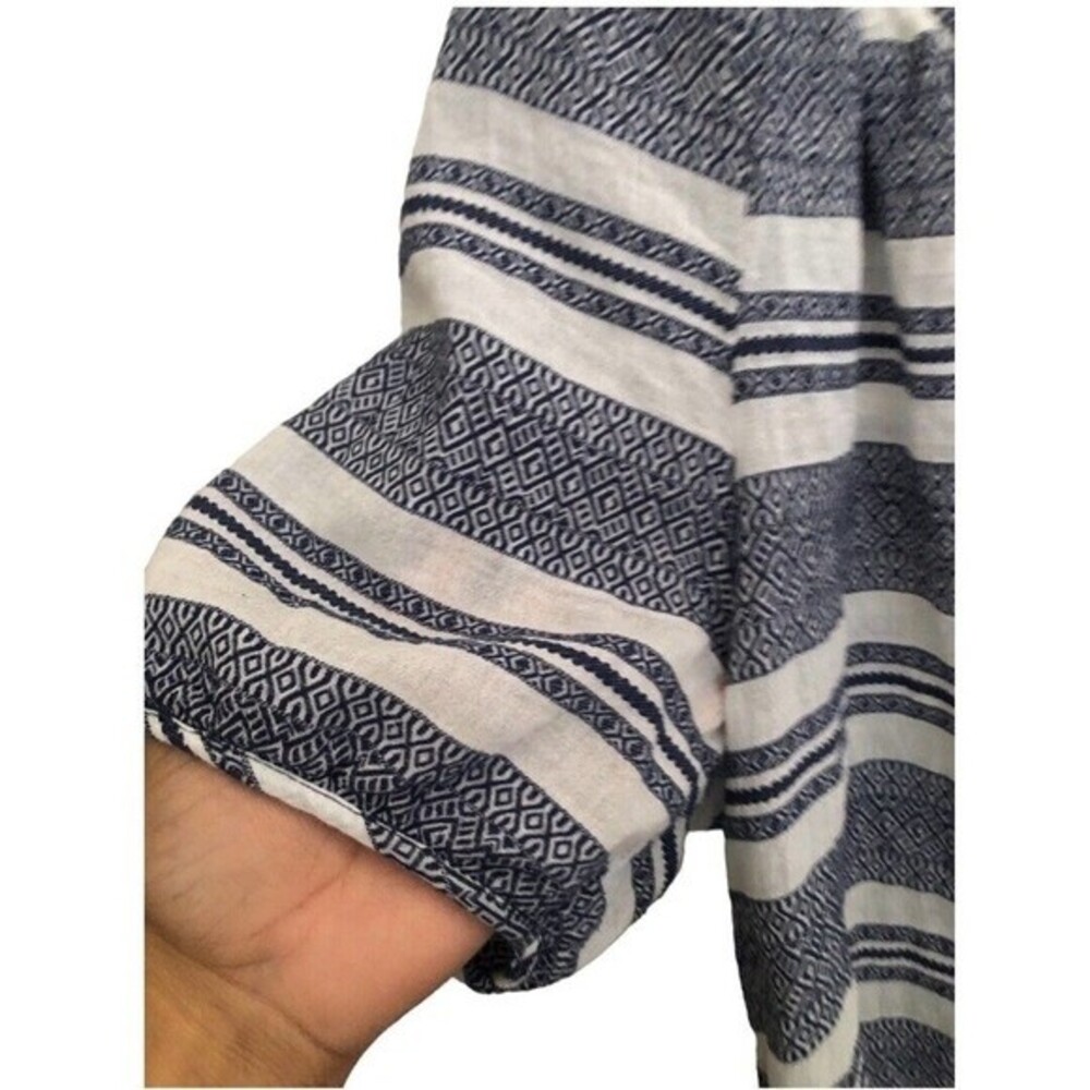BeachlunchLounge blue & White Striped cotton Pullover Top M #809 - Picture 4 of 7